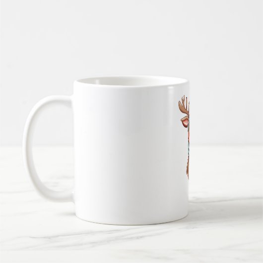 Schattige rendier met sjaal kerst koffiemok (Links)