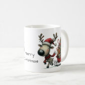 Schattige rendier met slee en Cadeaus Koffiemok (Voorkant rechts)