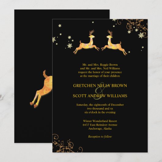 Schattige rendier paar winter bruiloft kaart (Voorkant / Achterkant)