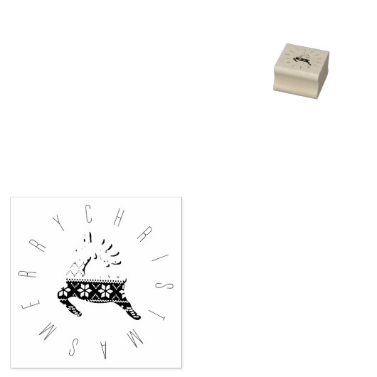 Schattige rendier Patroon Vrolijk Kerstfeest Rubberstempel (Gestempeld)