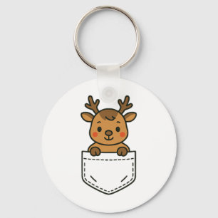 Schattige rendier pocket pal grappig santa's rendi sleutelhanger