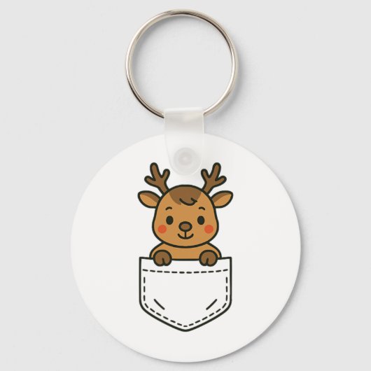 Schattige rendier pocket pal grappig santa's rendi sleutelhanger (Voorkant)