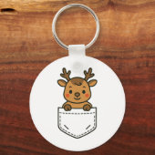 Schattige rendier pocket pal grappig santa's rendi sleutelhanger (Voorkant)