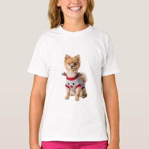 Schattige Rendier Pomeranian Kerst Kinderen T-shirt