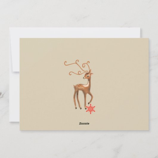 Schattige Rendier Red Bow Blauw & Zwart Feestdagenkaart (Achterkant)