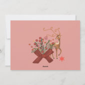 Schattige Rendier Red Bow Wit Roze Terug Feestdagenkaart (Achterkant)