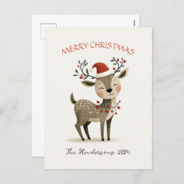 Schattige rendier retro kerst Briefkaart