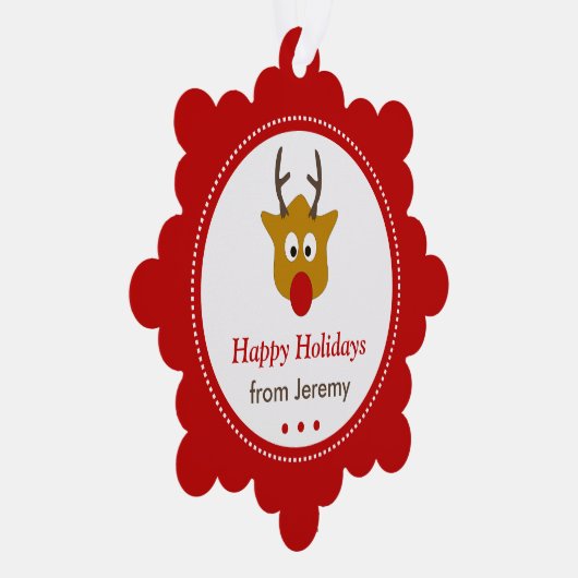 Schattige rendier rode kerst Feestdagen Foto Ornament Kaart (Rechts)