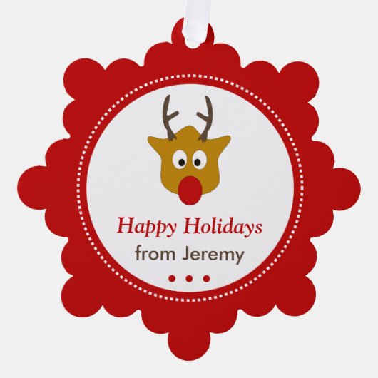 Schattige rendier rode kerst Feestdagen Foto Ornament Kaart (Voorkant)