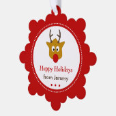 Schattige rendier rode kerst Feestdagen Foto Ornament Kaart (Links)