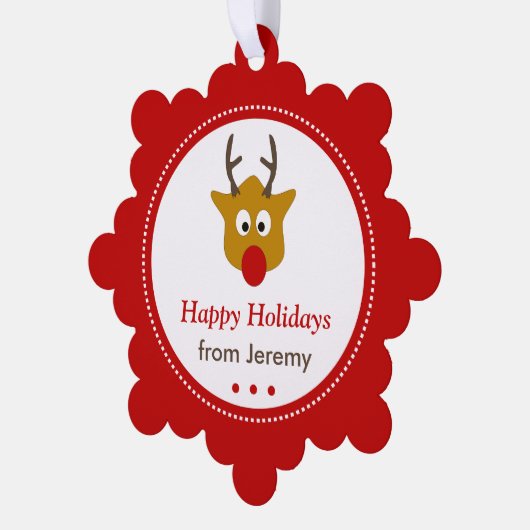 Schattige rendier rode kerst Feestdagen Foto Ornament Kaart (Links)
