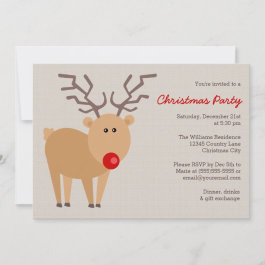 Schattige rendier rustiek kerstfeest kaart (Voorkant)