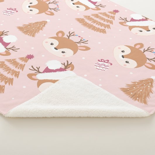 Schattige rendier Santa Hat patroon Sherpa Deken (3/4)