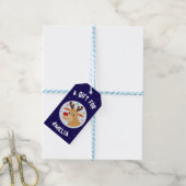 Schattige rendier sneeuwvlokken kind naam kerst cadeaulabel (Met Touw)