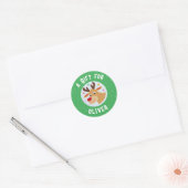 Schattige rendier-sneeuwvlokken naam van kind Kers Ronde Sticker (Envelop)