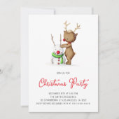 Schattige Rendier Snowman Vakantie Kerstfeest Kaart (Voorkant)