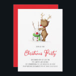 Schattige Rendier Snowman Vakantie Kerstfeest Kaart<br><div class="desc">Schattige kerstfeestuitnodiging met een illustratie van een klein rendier dat een sneeuwpop bouwt. Geïllustreerd en ontworpen door Patricia Alvarez.</div>