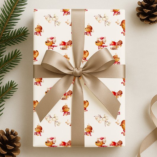 Schattige Rendier Vakantie Cadeaupapier