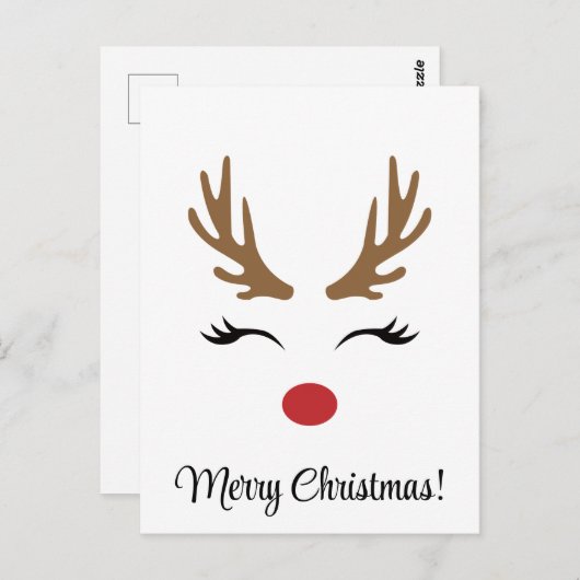 Schattige rendier vrolijk kerstfeest briefkaart (Voorkant / Achterkant)