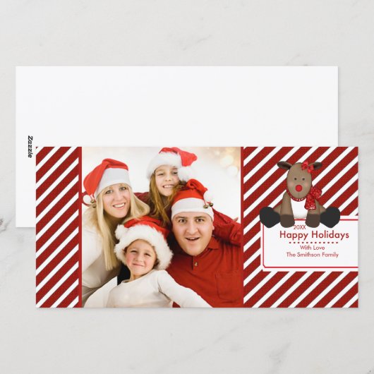 SCHATTIGE rendier vrolijk kerstfeest familie fotok Feestdagenkaart (Voorkant / Achterkant)
