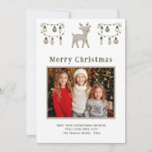 Schattige rendier vrolijk kerstfeest familiefoto feestdagenkaart (Voorkant)