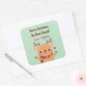 Schattige rendier, vrolijk kerstfeest mijn herten  vierkante sticker (Envelop)