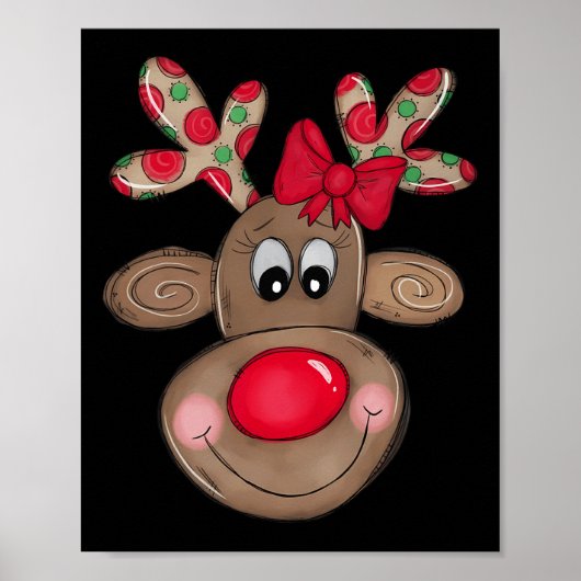 Schattige rendier vrolijke kerstoutfit meisjes Kin Poster (Voorkant)