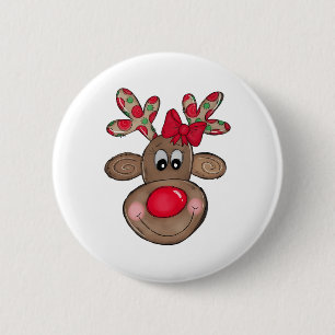 Schattige rendier vrolijke kerstoutfit meisjes Kin Ronde Button 5,7 Cm