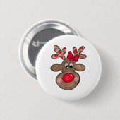 Schattige rendier vrolijke kerstoutfit meisjes Kin Ronde Button 5,7 Cm (Voorkant /achterkant)