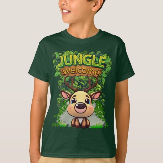 Schattige rendier wilde herten stripfiguur 🦌 t-shirt (Voorkant)