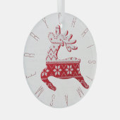 Schattige rendier wit + rode kersttrui patroon glas ornament (Voorkant Rechts)