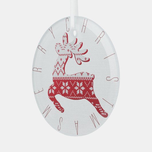 Schattige rendier wit + rode kersttrui patroon glas ornament (Voorkant links)