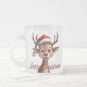 Schattige rendieren die prettig kerstfeest wensen matglas koffiemok