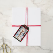 Schattige rendieren in het winterbos Kerstmis Cadeaulabel (Met Touw)