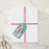 Schattige rendieren in het winterbos Kerstmis Cadeaulabel (Met Touw)