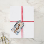 Schattige rendieren in het winterbos Kerstmis Cadeaulabel (Met Touw)
