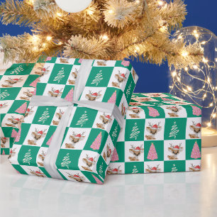Schattige rendieren Kerstman Vrolijk kerstfeest bo Cadeaupapier