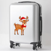 Schattige rendieren met kerstmuts sticker (Koffer)