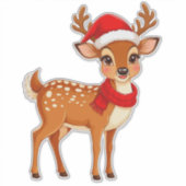 Schattige rendieren met kerstmuts sticker (Voorkant)