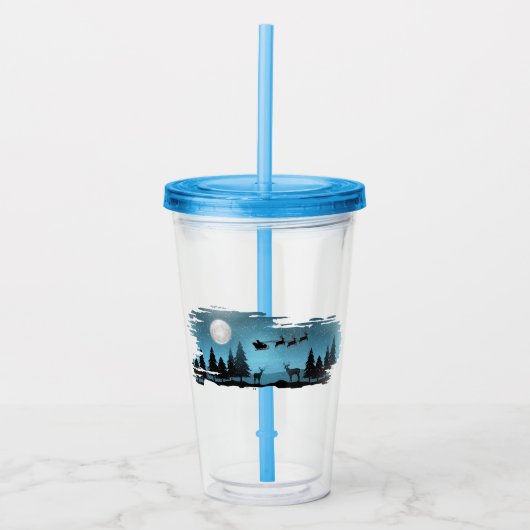 Schattige rendieren 's nachts acryl drinkbeker (Voorkant)