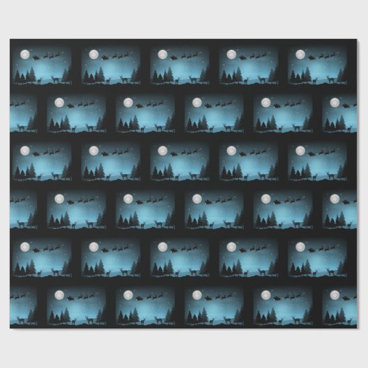 Schattige rendieren 's nachts cadeaupapier (Vlak)