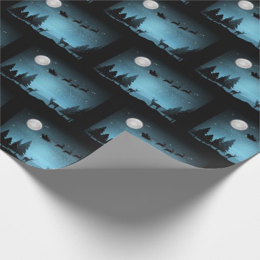 Schattige rendieren 's nachts cadeaupapier (Hoek)