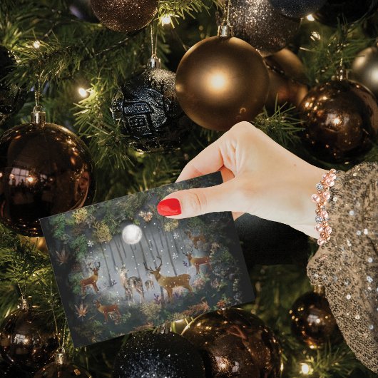 Schattige rendieren 's nachts feestdagenkaart