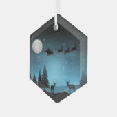 Schattige rendieren 's nachts glas ornament (Voorkant links)