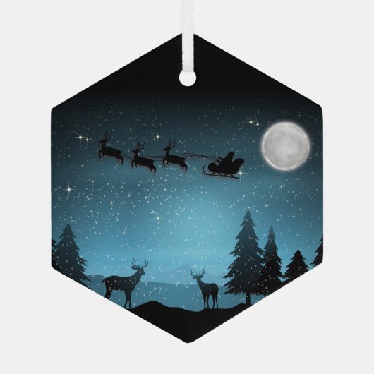 Schattige rendieren 's nachts glas ornament (Achterkant)