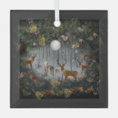 Schattige rendieren 's nachts glas ornament (Voorkant)