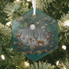 Schattige rendieren 's nachts glas ornament