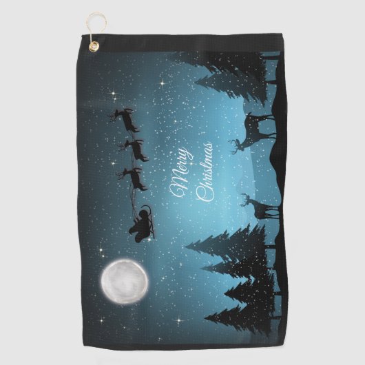 Schattige rendieren 's nachts golfhanddoek (Voorkant)