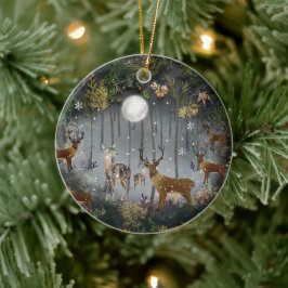 Schattige rendieren 's nachts keramisch ornament