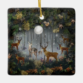 Schattige rendieren 's nachts keramisch ornament